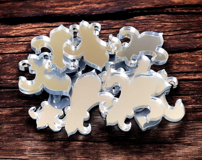 Fleur-de-Lis Acrylic Crafting Mirrors: Custom Colors, Sizes, Shapes - Pack of 10