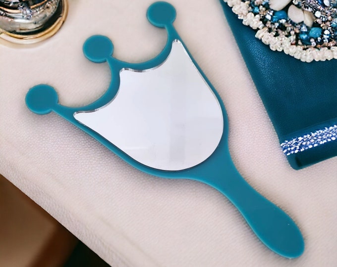 Custom Crown Hand Mirror: Acrylic Vanity Mirror with Engraving
