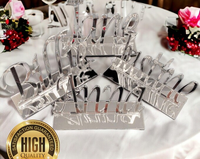 Customisable Table Numbers & Names for Parties - Weddings, Various Shapes - Colours, Reusable Eco-Friendly Acrylic, Bulk Discounts Available