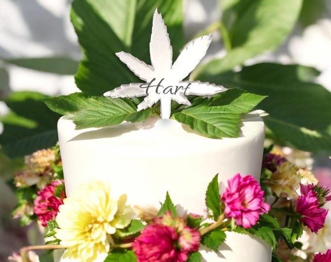 Hemp Leaf Acrylic Cake Toppers: Custom Colors & Sizes