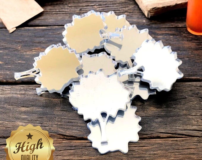 Tree Shaped Crafting Mirrors, Custom Colours, Woods, Sizes, Shapes, (Holes for Jewellery or hoops for invites) Packs of 10