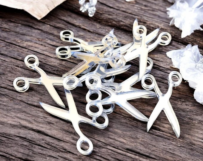 Scissors Shaped Crafting Mirrors: Acrylic Embellishments, Packs of 10