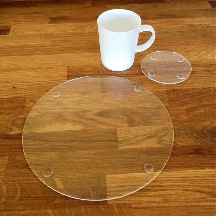 Round Placemats & Coasters in Clear Gloss Finish Acrylic 3mm Etsy