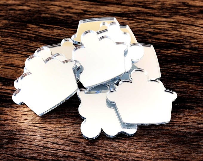 Cupcake Acrylic Crafting Mirrors: Custom Colors, Sizes, Shapes - Pack of 10