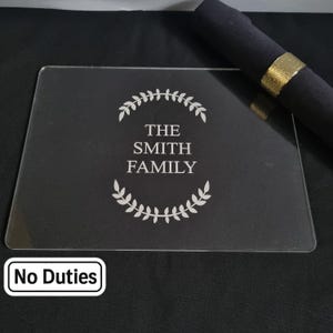 Engraved Clear Acrylic Placemats: Custom Table Protector Mats