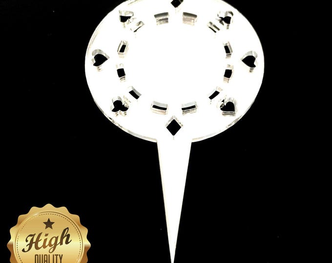 Laser Cut Poker Chip Cake Topper – Recycled Acrylic, Custom Colors