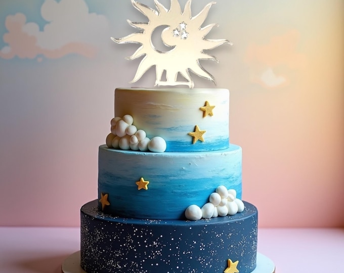 Sun Moon and Stars Shaped Cake Toppers & Emblems - Custom Colours, Bespoke Styles Made