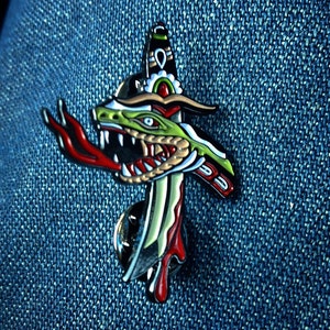 Severed Snake Head Pin