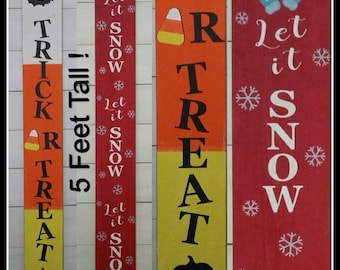 Reversible Fall Winter Sign, Reversible Fall Winter Porch Decor, Reversible, Porch Decor, Trick or Treat, Let it Snow, Halloween, Christmas