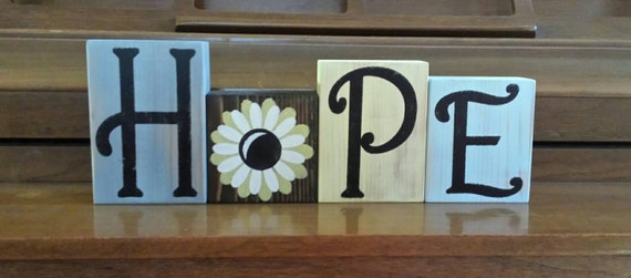 Hope Decorative Block Letters Decorative Letter Blocks Wood Etsy