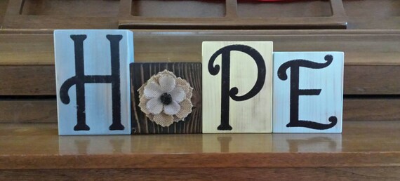 Hope Decorative Block Letters Decorative Letter Blocks Wood Etsy