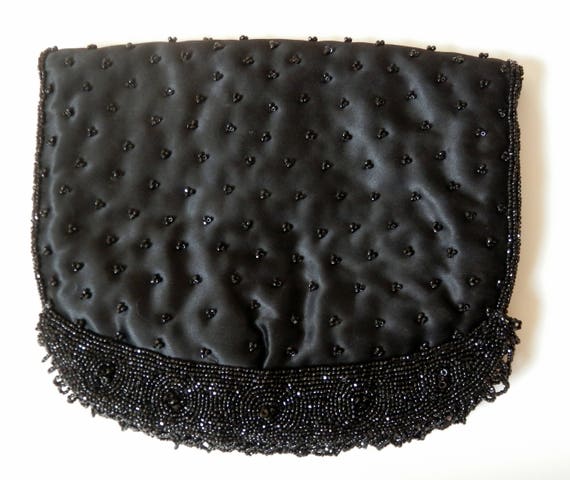 Vintage Koret Tresor Black Beaded Evening Bag Pur… - image 4