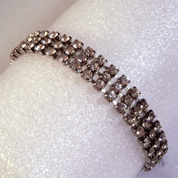 Act II Triple Row Prong Set Rhinestone Bracelet - image 1