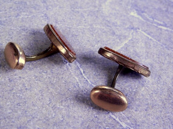 Late Victorian Clark and Coombs Goldstone Cufflin… - image 3