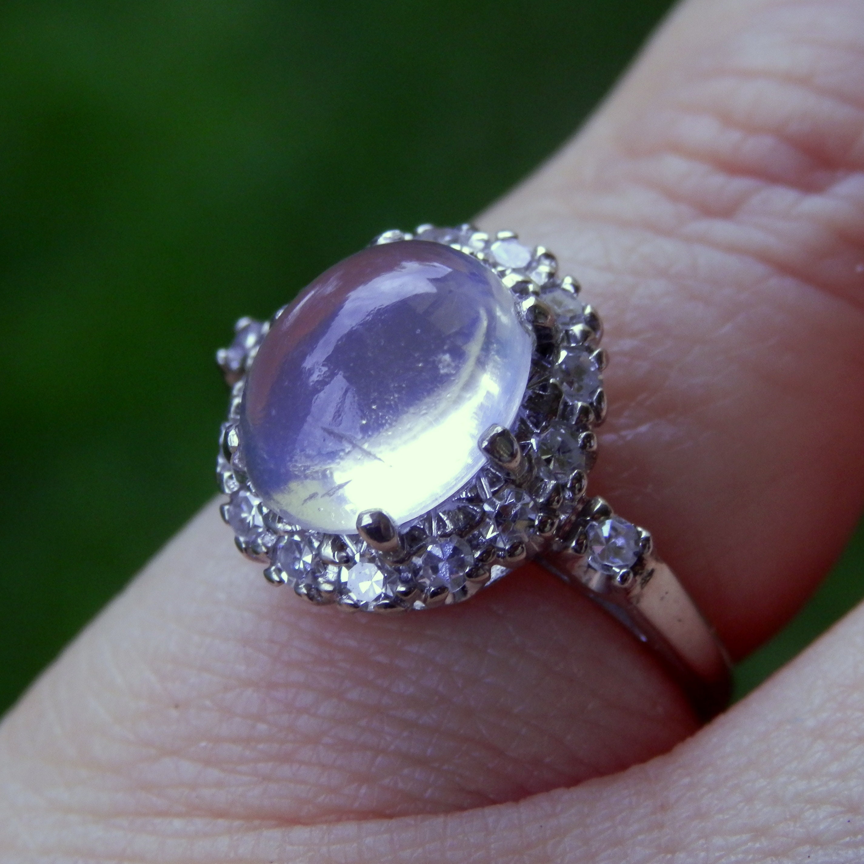 14K Moonstone Diamond Ring Etsy