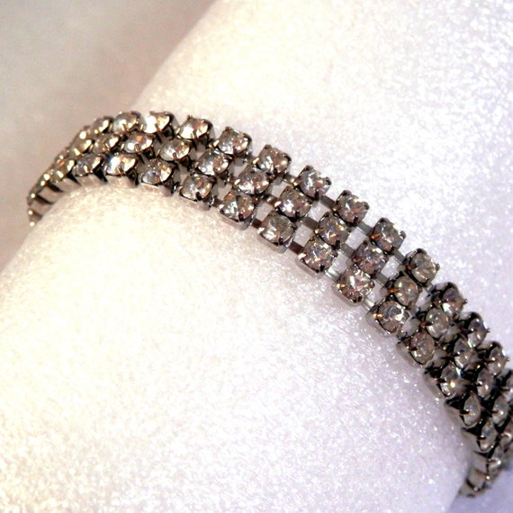 Act II Triple Row Prong Set Rhinestone Bracelet - image 6