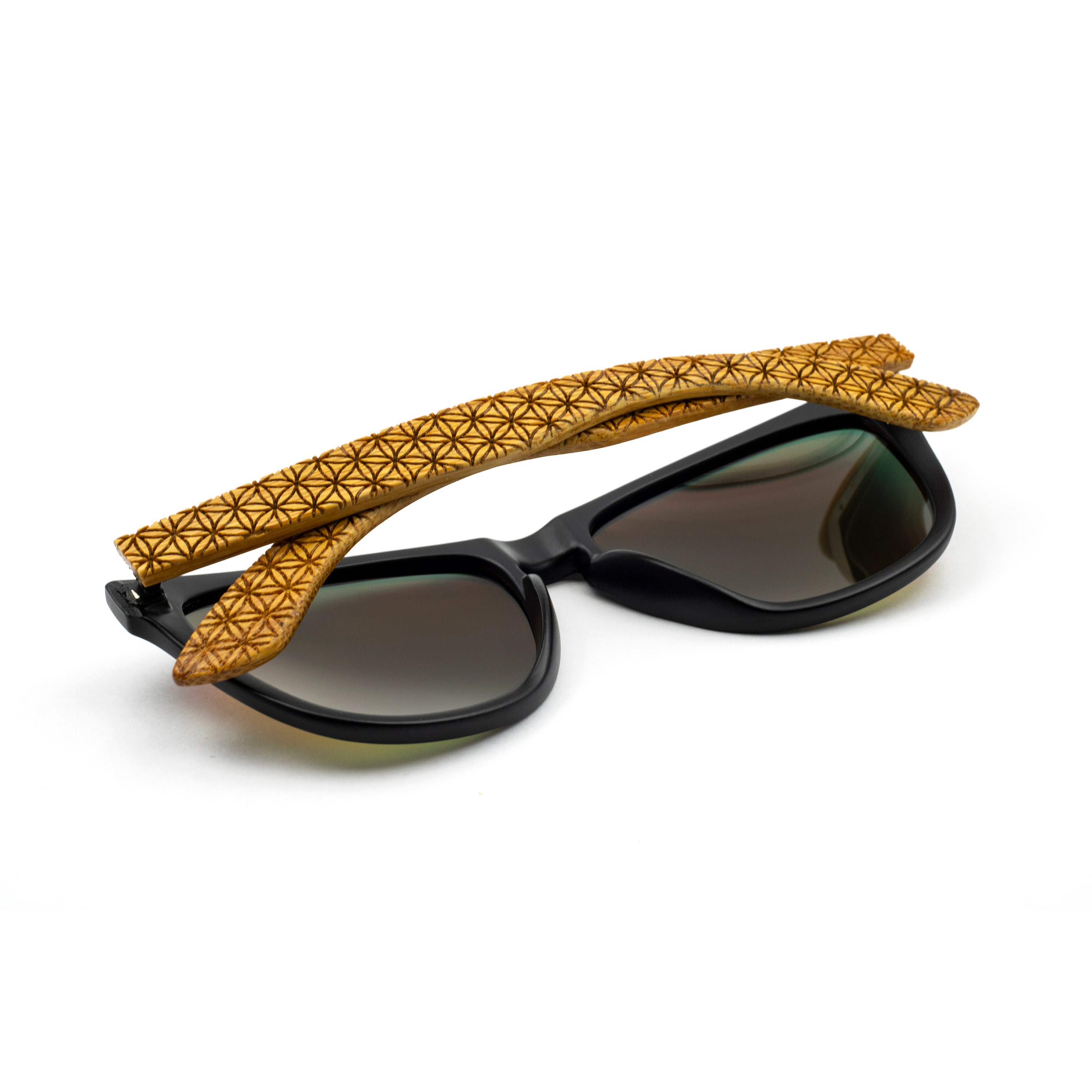 Flower of Life Wood Temple Sunglasses (red Mirror) - Etsy Israel display picture 2