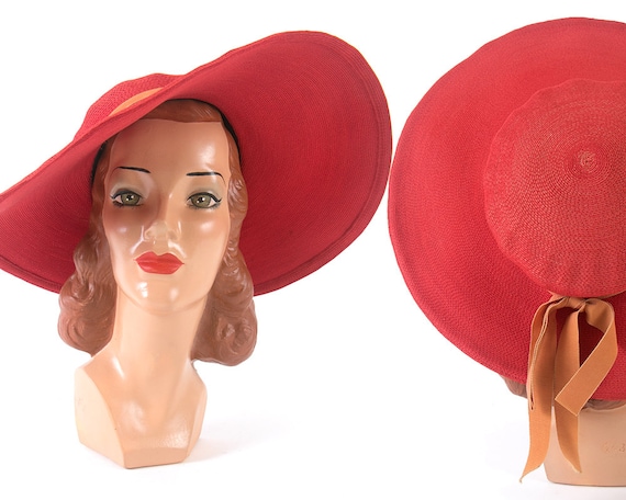 Vintage 1940s 1950s Sun Hat | 40s 50s NEW YORK CRE