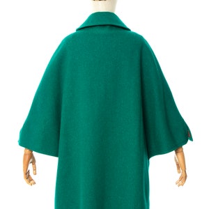 Vintage 1970s Cape Coat | 70s Austrian Wool Mohair Green Teal Winter Overcoat (medium/large) image 4
