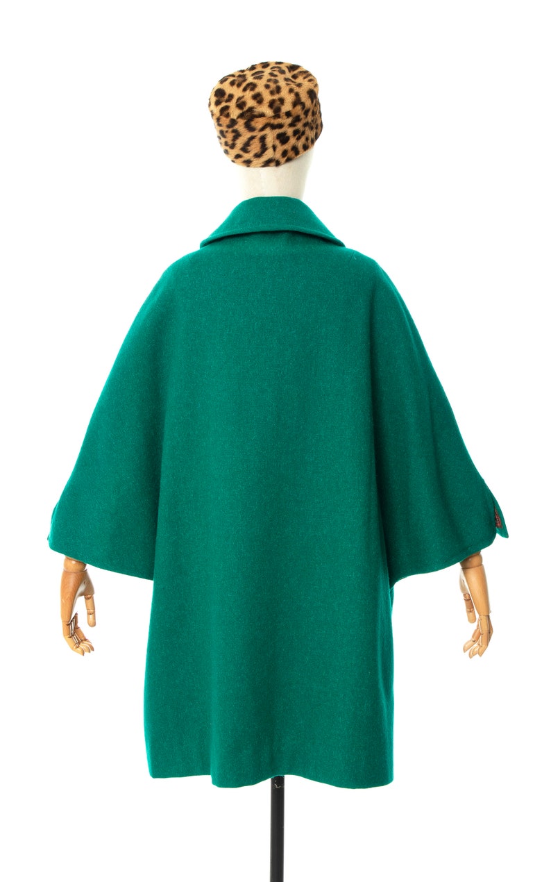 Vintage 1970s Cape Coat | 70s Austrian Wool Mohair Green Teal Winter Overcoat (medium/large) image 4