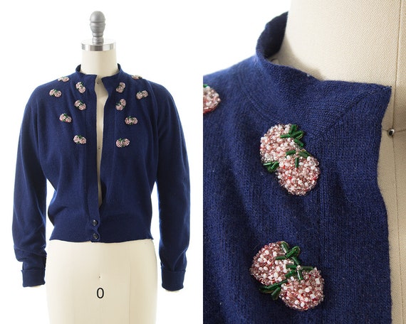 Vintage 1950s Cardigan | 50s Scottish Cashmere Str