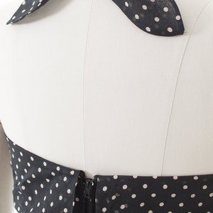 Vintage 1970s Halter Top 70s Polka Dot Cotton Black Cropped Peplum Pin Up Blouse small image 6