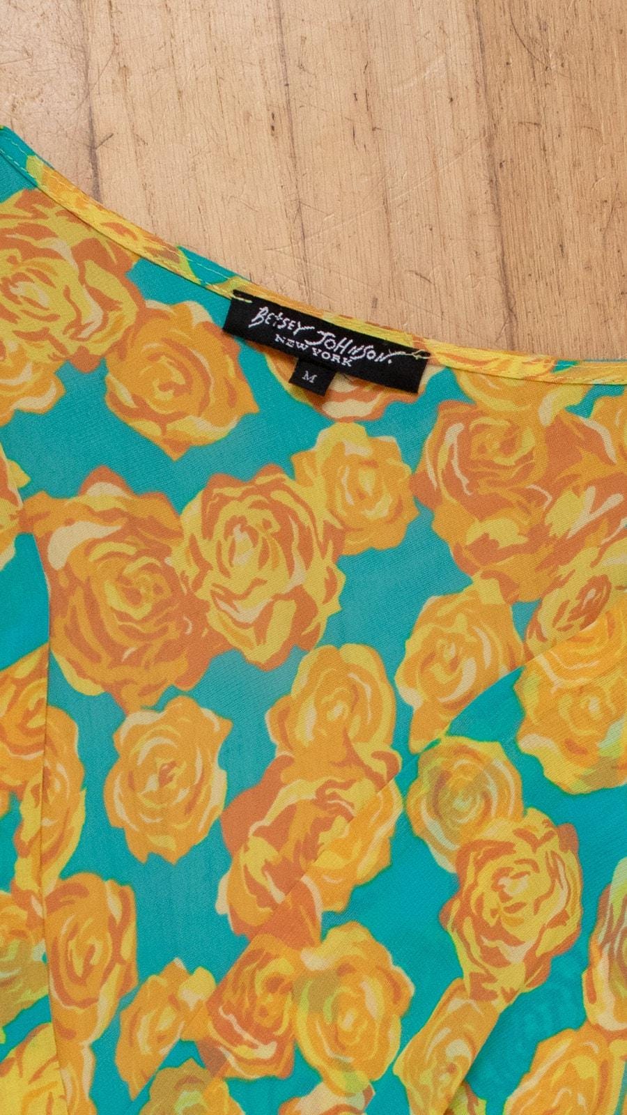 Vintage 1990s Y2K Dress | BETSEY JOHNSON 1990s 2000s Yellow Rose