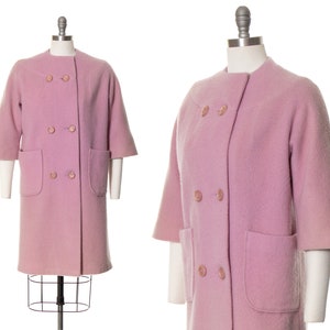 Vintage 1960s Coat | 60s Light Pastel Purple Wool Winter Spring Solid Color Car Coat (small/medium)