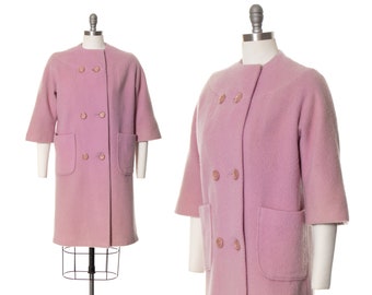 Vintage 1960s Coat | 60s Light Pastel Purple Wool Winter Spring Solid Color Car Coat (small/medium)