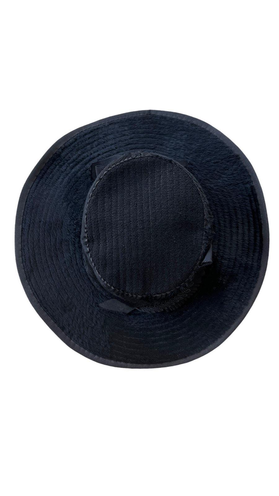 Vintage 1930s Tilt Hat | 30s Black Faux Fur Wool Short Brim  display picture 1