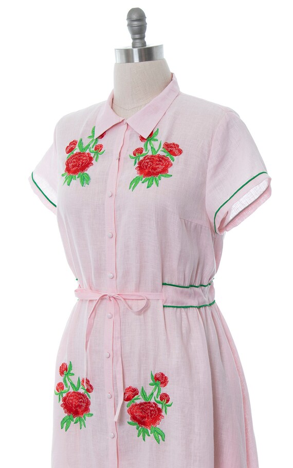 Vintage 1950s Style Shirt Dress | Modern Linen Re… - image 5