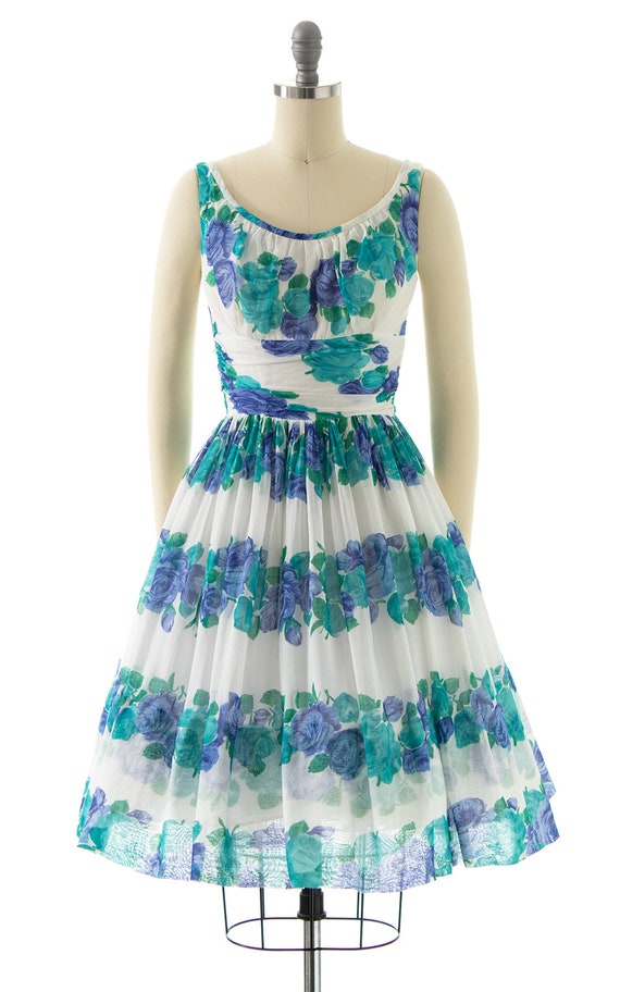 Vintage 1950s 1960s Sundress | 50s 60s Rose Flora… - image 2