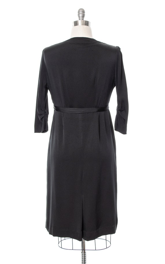Vintage 1930s Dress | 30s Black Silk Faille Drape… - image 4