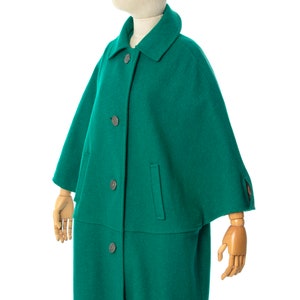 Vintage 1970s Cape Coat | 70s Austrian Wool Mohair Green Teal Winter Overcoat (medium/large) image 3
