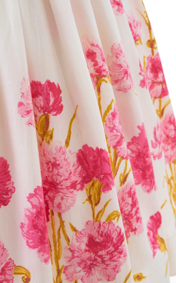 Vintage 1950s Dress | 50s Pink Carnations Floral … - image 8