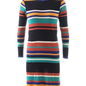 Vintage 1960s 1970s MISSONI Dress 60s 70s Striped Knit Wool Jersey Long Sleeve Shift Dress small/medium image 2