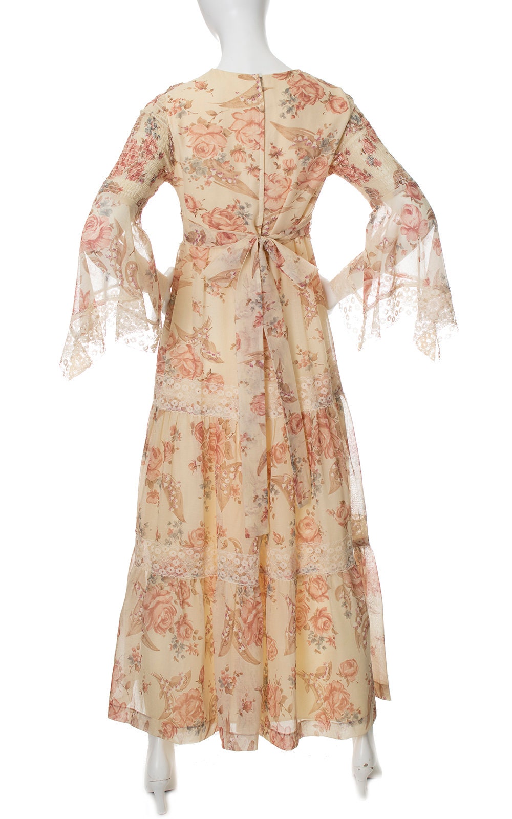 Vintage 1970s Maxi Dress | 70s Gunne Sax Style Rose Floral Cotton Voile ...