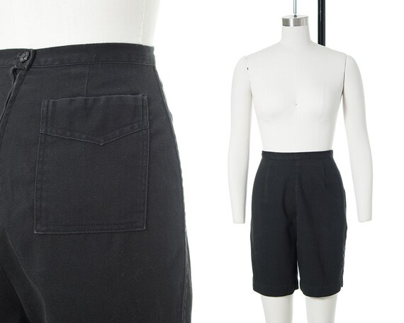 Vintage 1950s Shorts | 50s CATALINA Black Cotton H