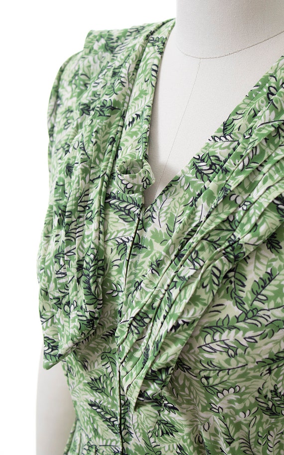 Vintage 1960s Dress | 60s Fern Leaves Green Print… - image 7