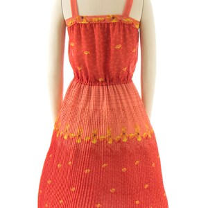 75 DRESS SALE /// Vintage 1980s Sundress 80s Poppy Floral Printed Orange Pleated Skirt Fit and Flare Day Dress xs/small image 4