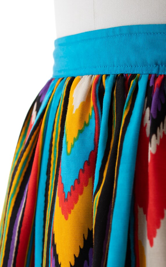 Vintage 1970s Maxi Skirt | 70s Ikat Striped Rayon… - image 8