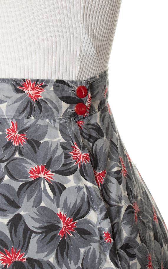 Vintage 1940s Skirt | 40s Floral Print Cotton Gre… - image 8