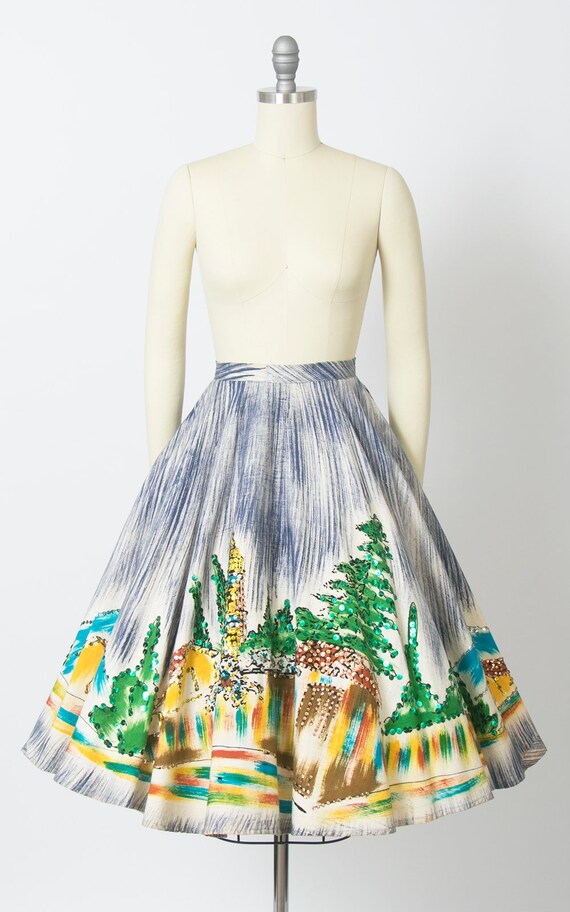Vintage 1950s Skirt | 50s Mexican Sequin Novelty … - image 3