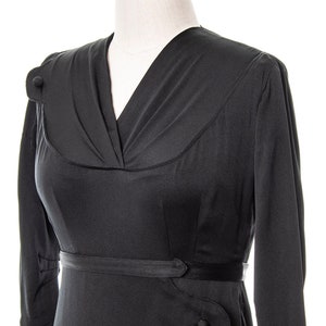 Vintage 1930s Dress 30s Black Silk Faille Draped Hip Sarong Skirt Sheath Cocktail Little Black Dress LBD Wiggle Dress medium/large image 5