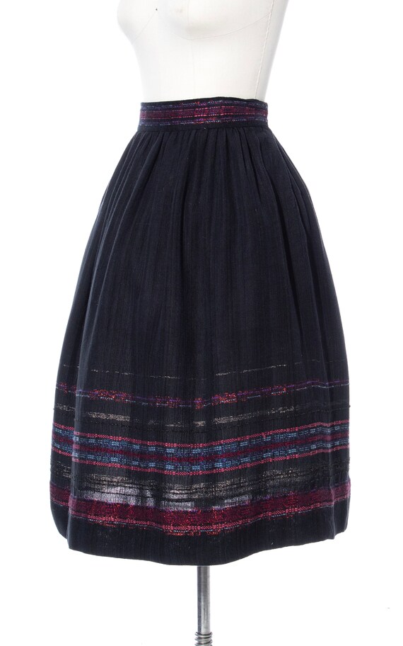 Vintage 1960s Skirt | 60s Striped Border Hand Wov… - image 4