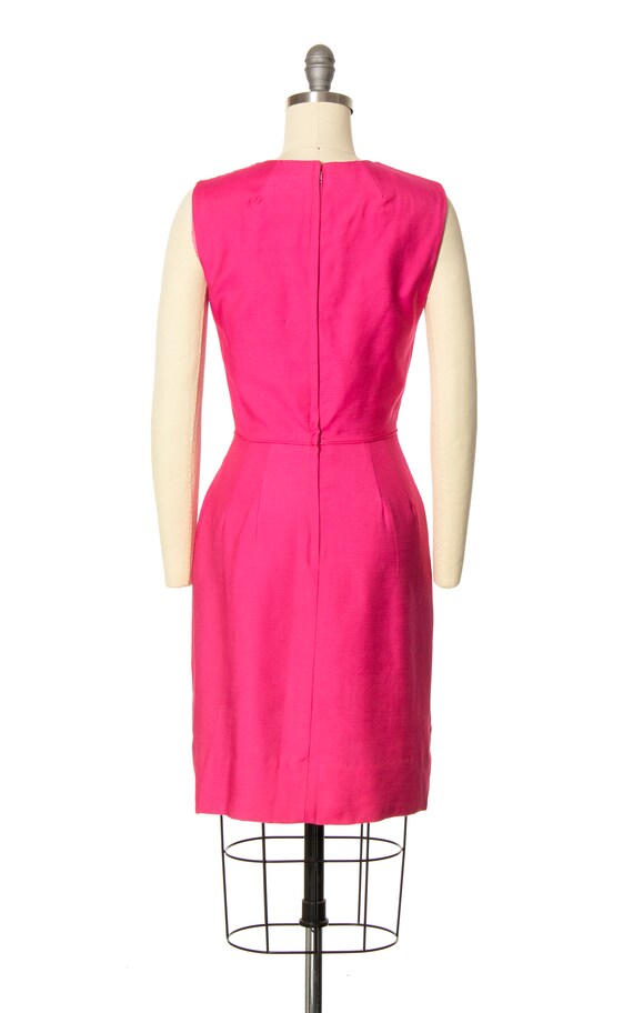 Vintage 1960s Cocktail Dress | 60s Hot Pink Silk … - image 6