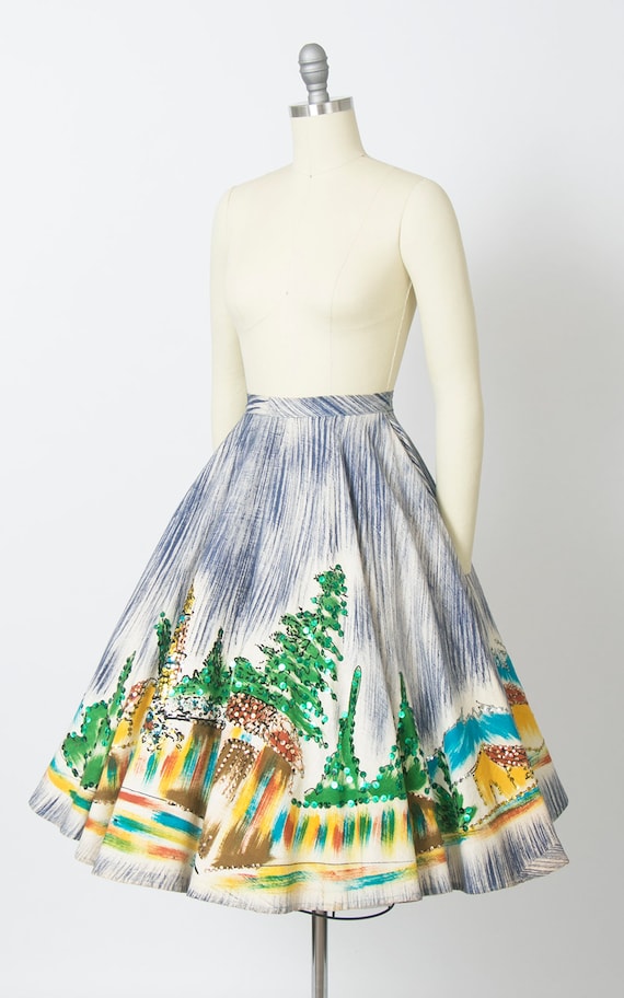 Vintage 1950s Skirt | 50s Mexican Sequin Novelty … - image 4