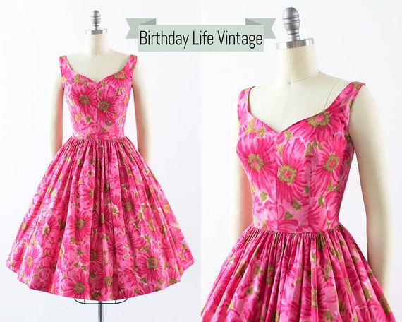 hot pink 50s dress