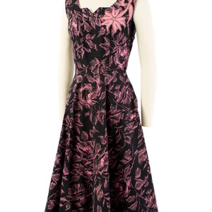 Vintage 1950s Dress 50s Rose Print Floral Appliqué - Etsy