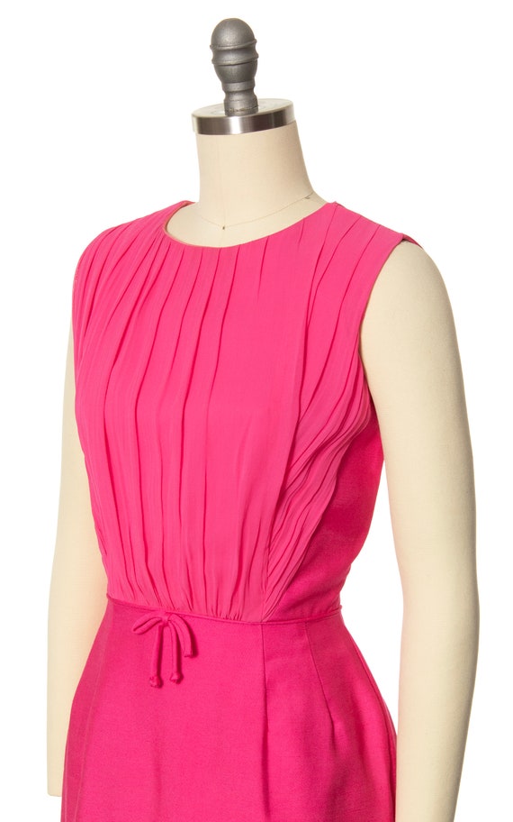 Vintage 1960s Cocktail Dress | 60s Hot Pink Silk … - image 7